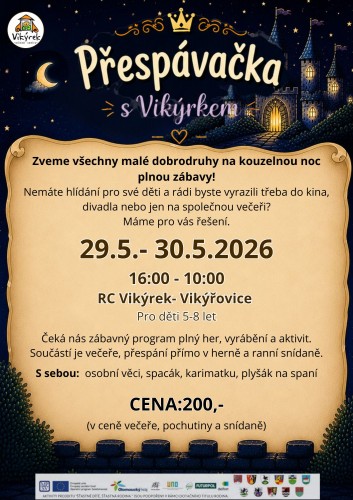  Přespávačka s Vikýrkem- 29.5.-30.5.2026(KAPACITA NAPLNĚNA)